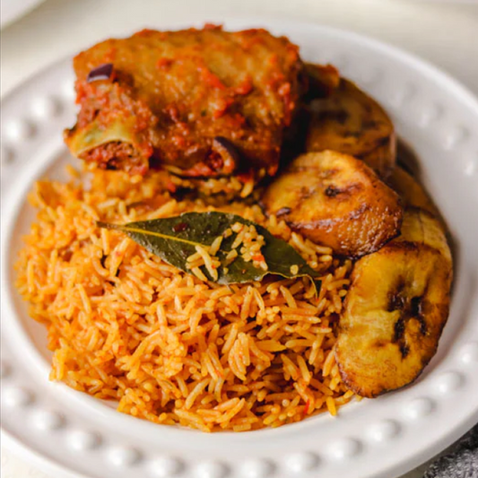 Jollof Rice, Chicken and Plantain